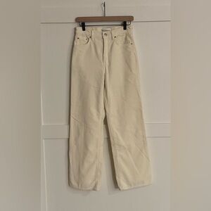 Denim Forum The Farrah High Rise Women's Corduroy Cream White Pants 26